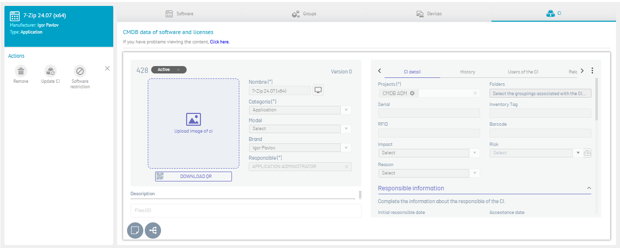 Software Catalog Item Details | Aranda Device Management